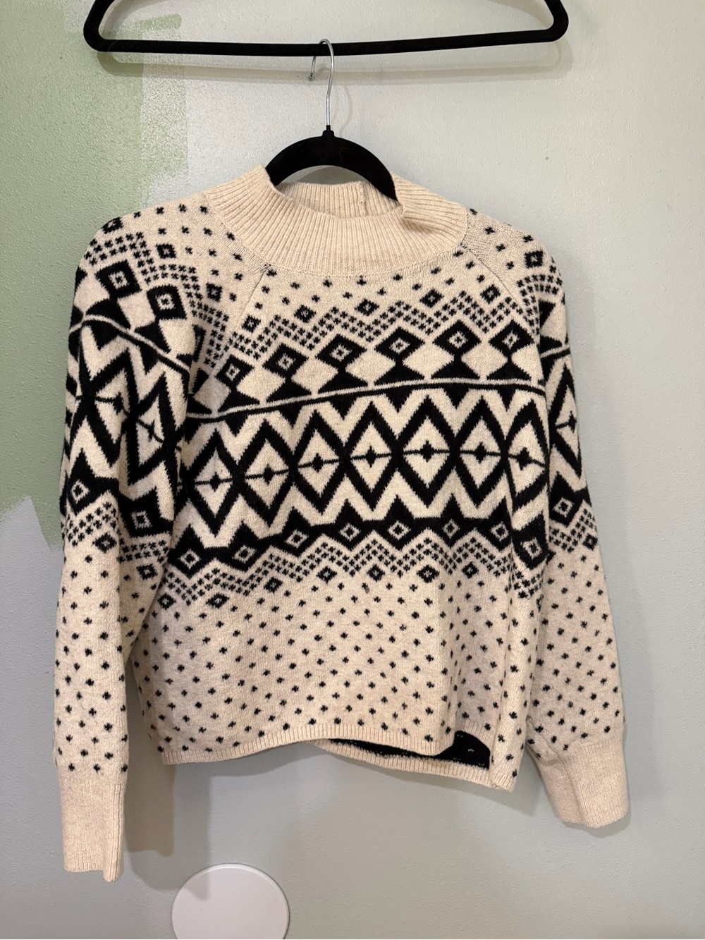 Old Navy Cream and Black Fair Isle Turtleneck Sweater